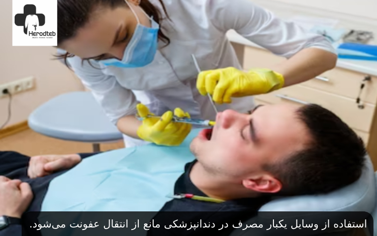 استفاده از وسایل یکبار مصرف مانند شان و گان در دندانپزشکی